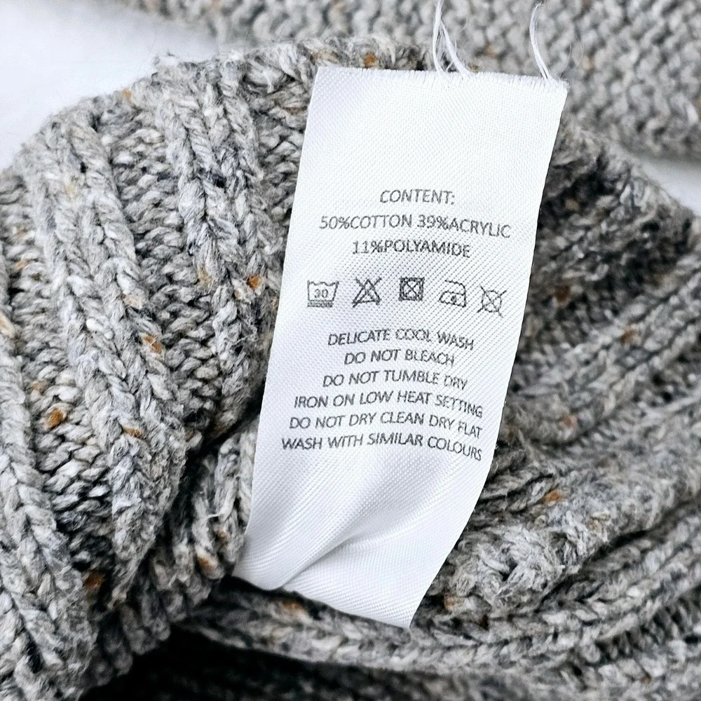 7‎ Diamonds Grand Teton Sweater Mens M Gray Marled Quarter Zip Cotton Blend Knit